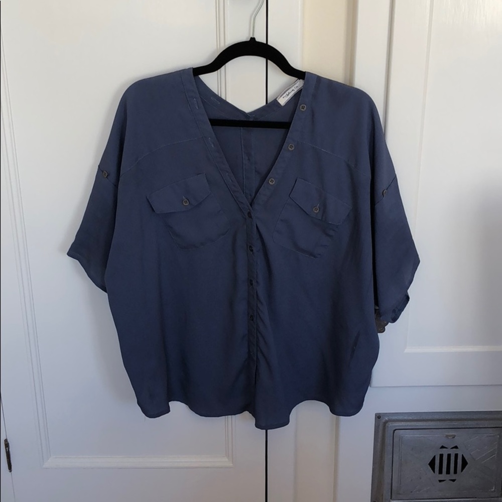 Blue button down blouse